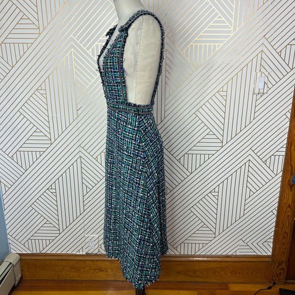 Zara Tweed Plaid Sleeveless Jumper Overall Dress in Green Size US Small - Picture 6 of 11